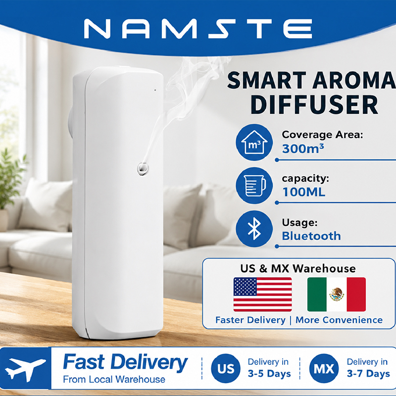 Home Fragrance Device - เครื่องกระจายกลิ่นน้ำมันหอมระเหย NAMSTE แบบบลูทูธ สำหรับใช้ในบ้าน ห้องน้ำ พร้อมปลั๊กเสียบ