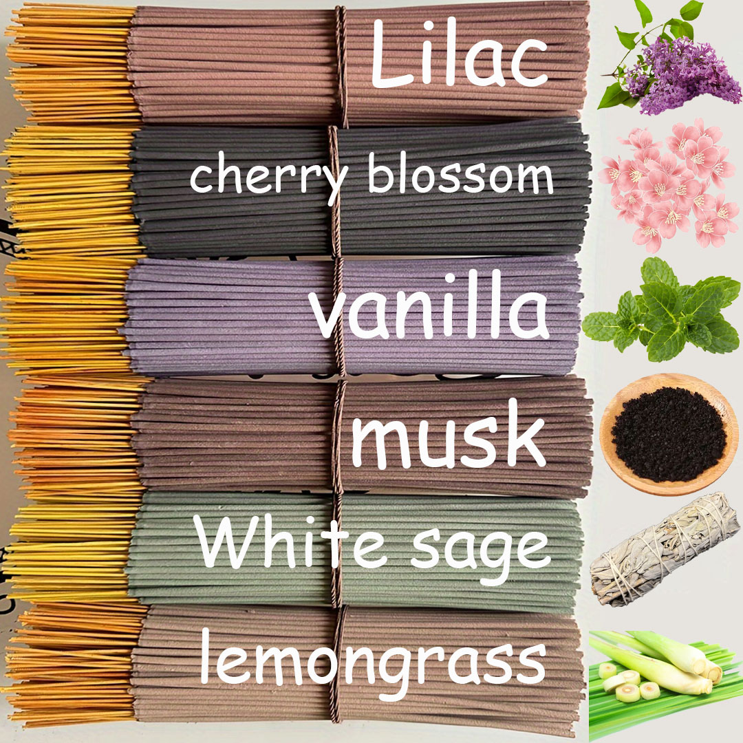 Home Fragrance Vanilla Scented Candle - ชุดธูปไม้ไผ่ธรรมชาติ 150 ชิ้น - กลิ่นมิ้นต์, ม่วง,
