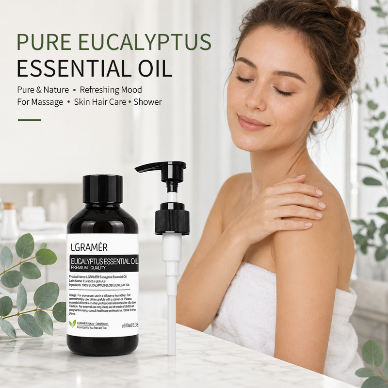 Home Fragrance Eucalyptus - น้ำมันหอมระเหยยูคาลิปตัสธรรมชาติ เหมาะสำหรับเครื่องกระจายกลิ่น ช่วยฟอกอากาศ นวดตัว และอโรมาเธอราพี สำหรับใช้ในห้องอาบน้ำ