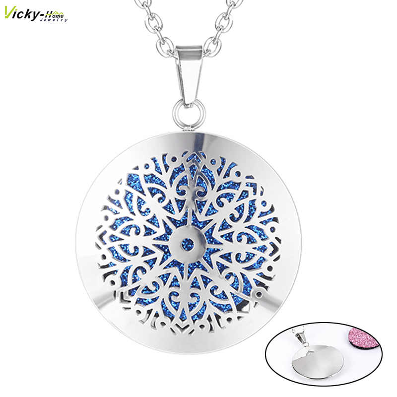 Diffuser Necklace Locket - ใหม่น้ํามันหอมระเหยน้ํามันหอมระเหยDiffuser Locketสร้อยคอน้ําหอมผู้หญิง 316LสแตนเลสLocket Felt Pads