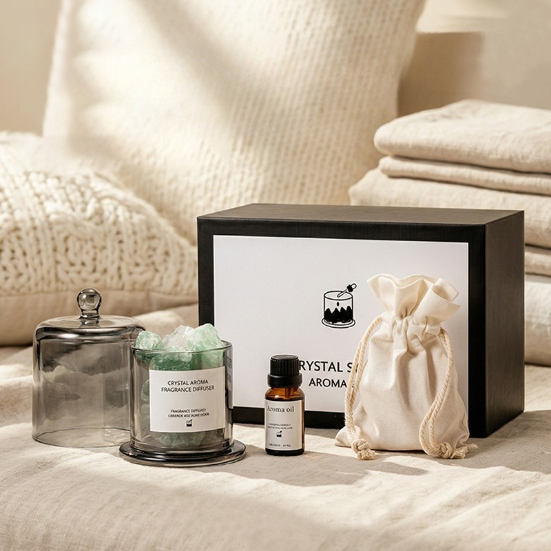 Home And You Fragrance Diffuser - ชุดของขวัญอโรมาเธอราพีหินกระจายกลิ่นคริสตัลพรีเมียม น้ำมันหอมระเหยธรรมชาติและหินอัญมณีสำหรับตกแต่งบ้านและห้องนอน