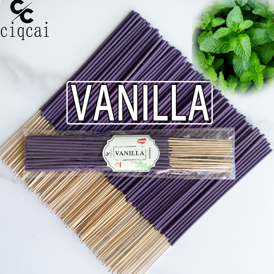 Home Fragrance Vanilla Scented Candle - ธูปหอมธรรมชาติระดับพรีเมียม กลิ่นวานิลลา ยาว 22 ซม. ธูปไม้ไผ่ทำมือ