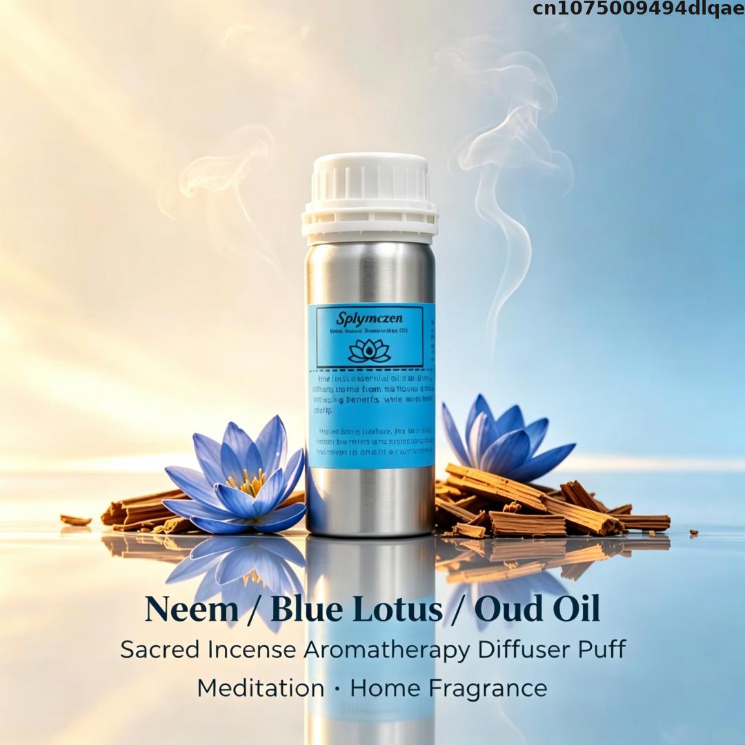 Quality Home Fragrance - น้ำมันหอมระเหยจากน้ำมันอูดและดอกบัวสีน้ำเงินคุณภาพสูงจาก Splymczen เหมาะสำหรับใช้ในเครื่องกระจายกลิ่นหอมเพื่อสร้างบรรยากาศในบ้านและใช้ในการทำสมาธิ